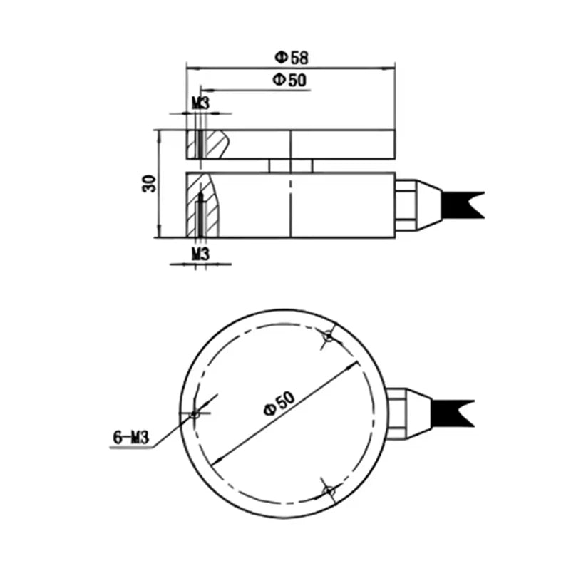 58mm High-Precision Inline Load Cell Miniature Compression and Tension Load Cell for Impact Force Measurement Industrial Testing